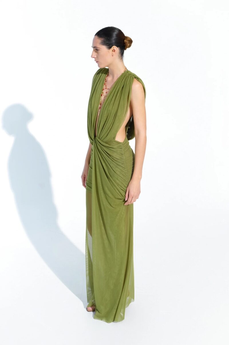 TULLE MAXI DRESS GREEN