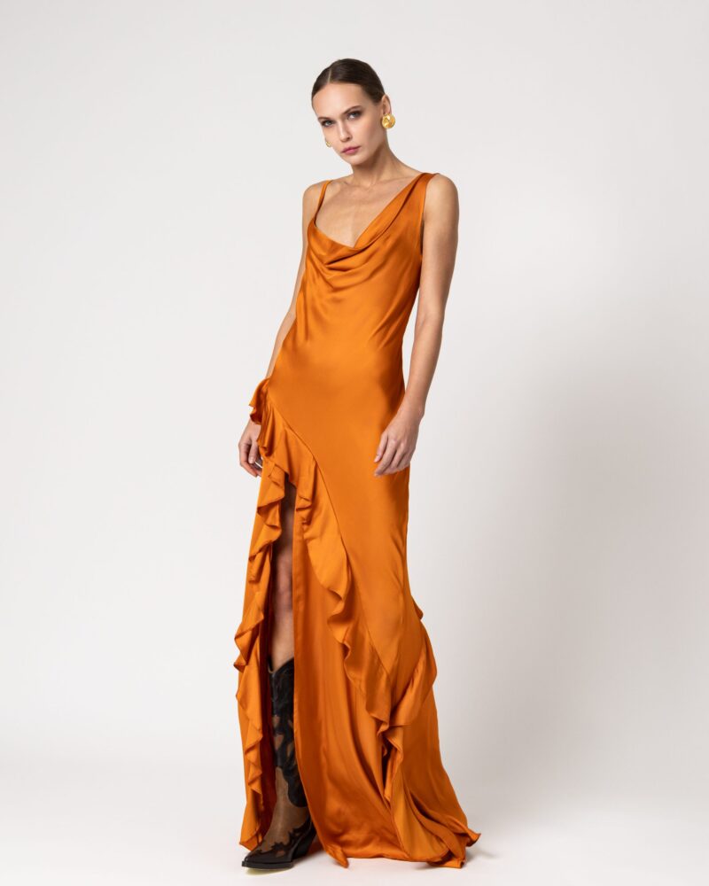 Adaline Satin Dress Orange
