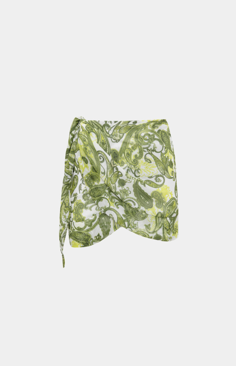 Mini Wrap Skirt White With Lime Paisley – True Grace Design