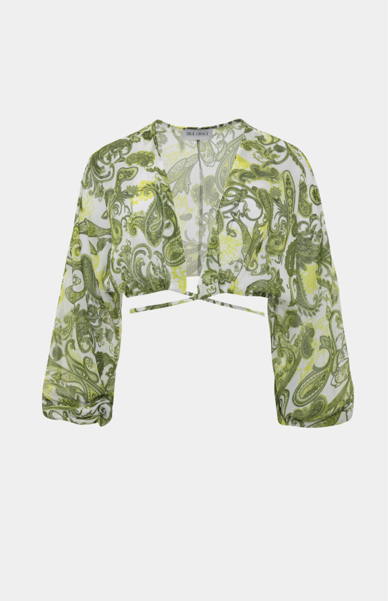 Crop Shirt White With Paisley Lime – True Grace Design