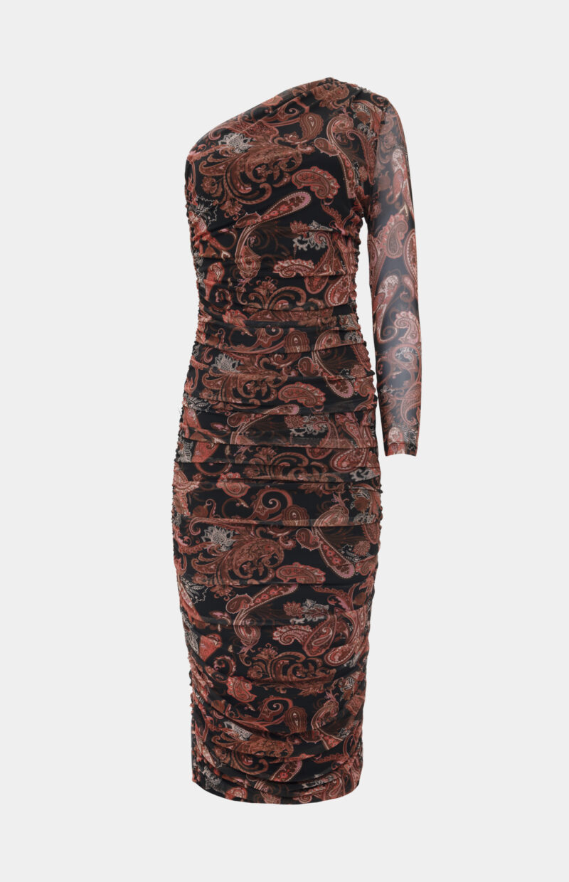 Tulle Midi Black Dress With Brown Paisley – True Grace Design