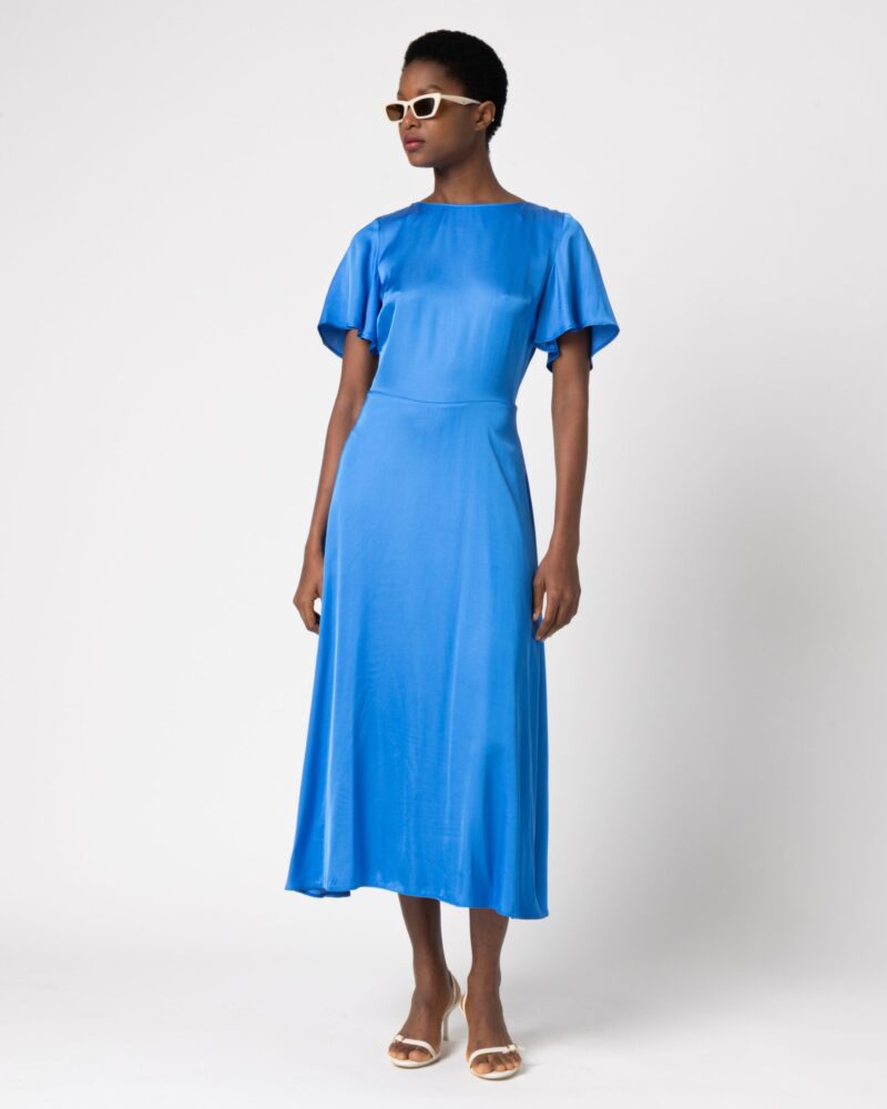 Celine Satin Dress Royal Blue
