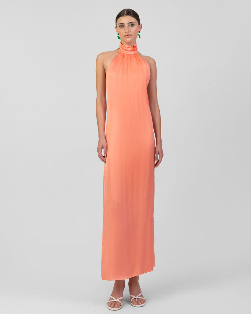 Helen Satin Dress Peach