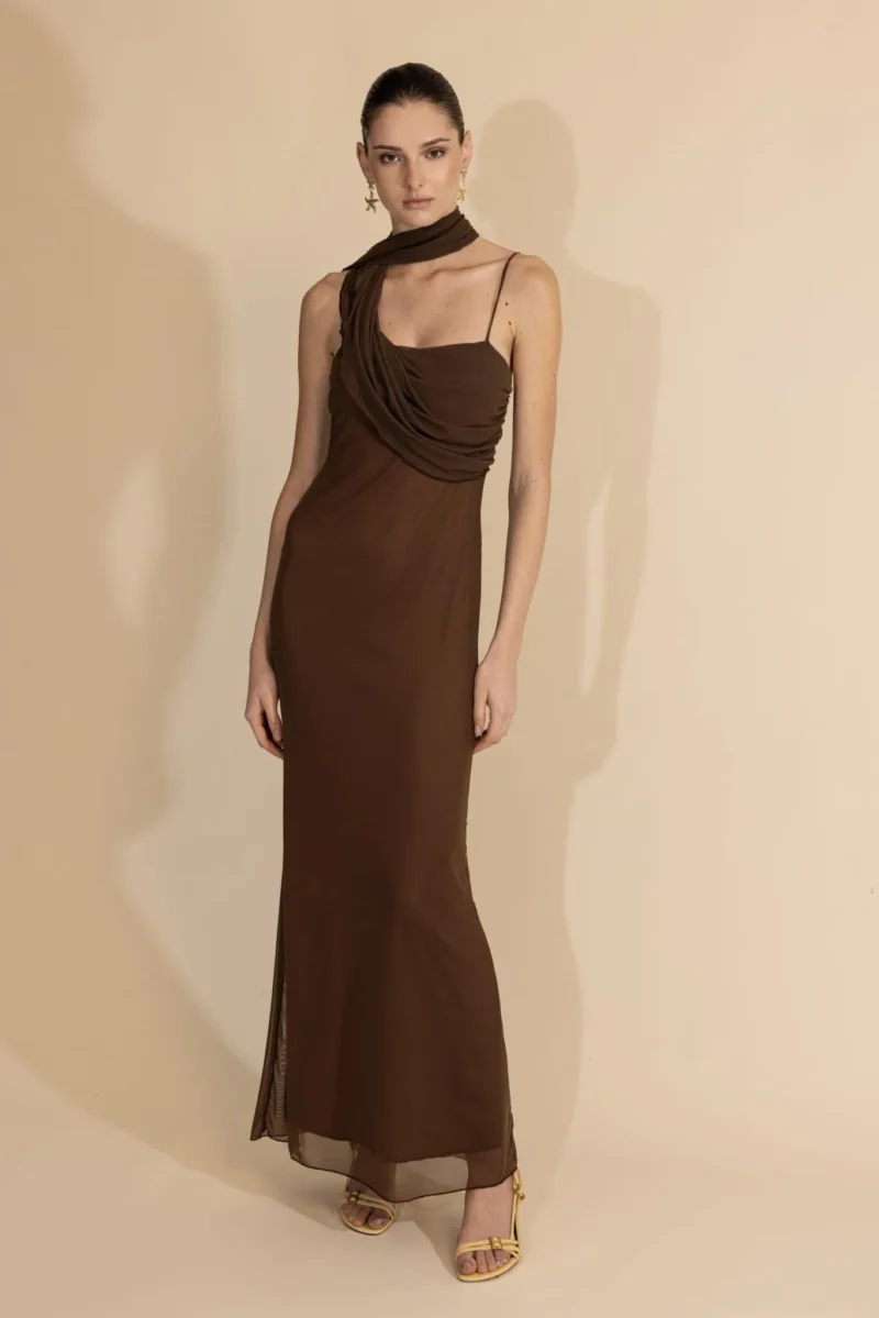 Calista Maxi Dress Dark Brown
