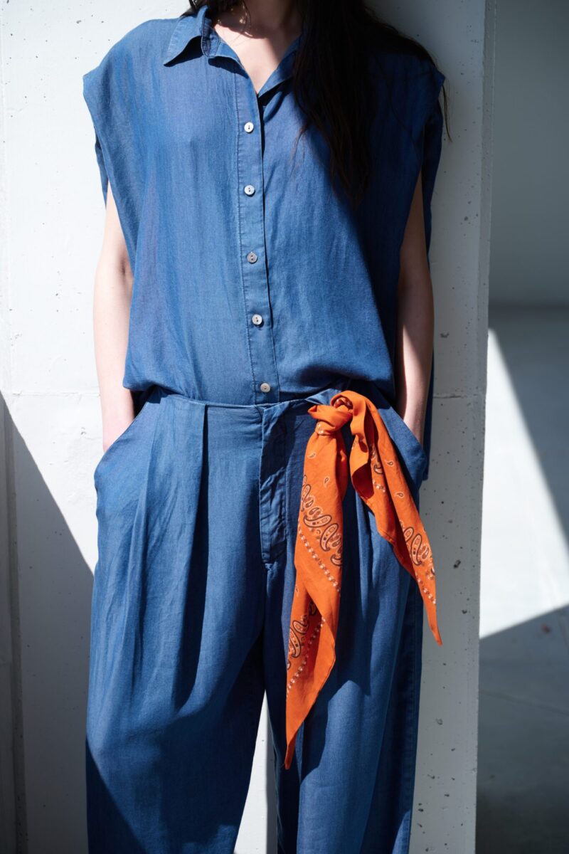 Indigo Sleeveless Denim Shirt