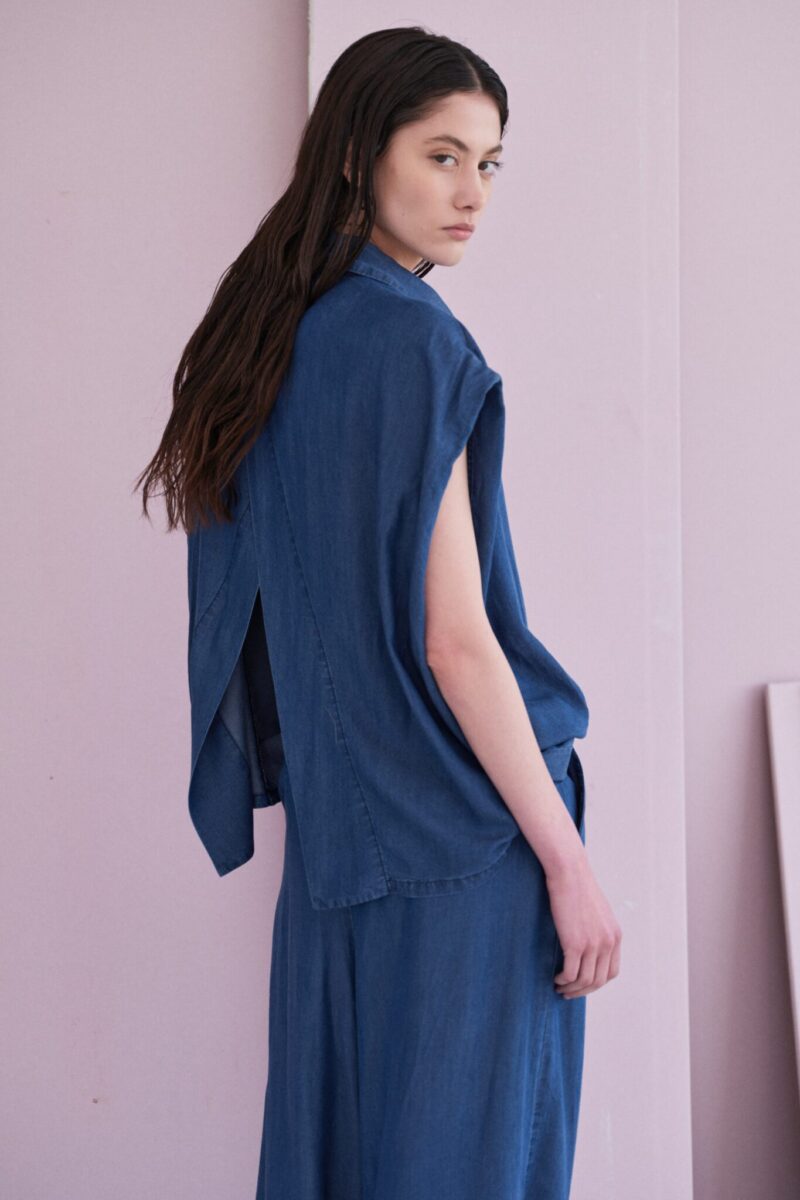 Indigo Sleeveless Denim Shirt