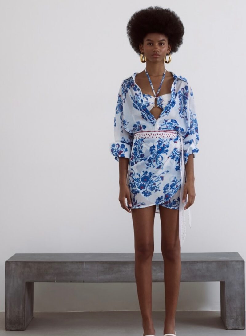 Mini Skirt Wrap With Blue Paisley – True Grace Design