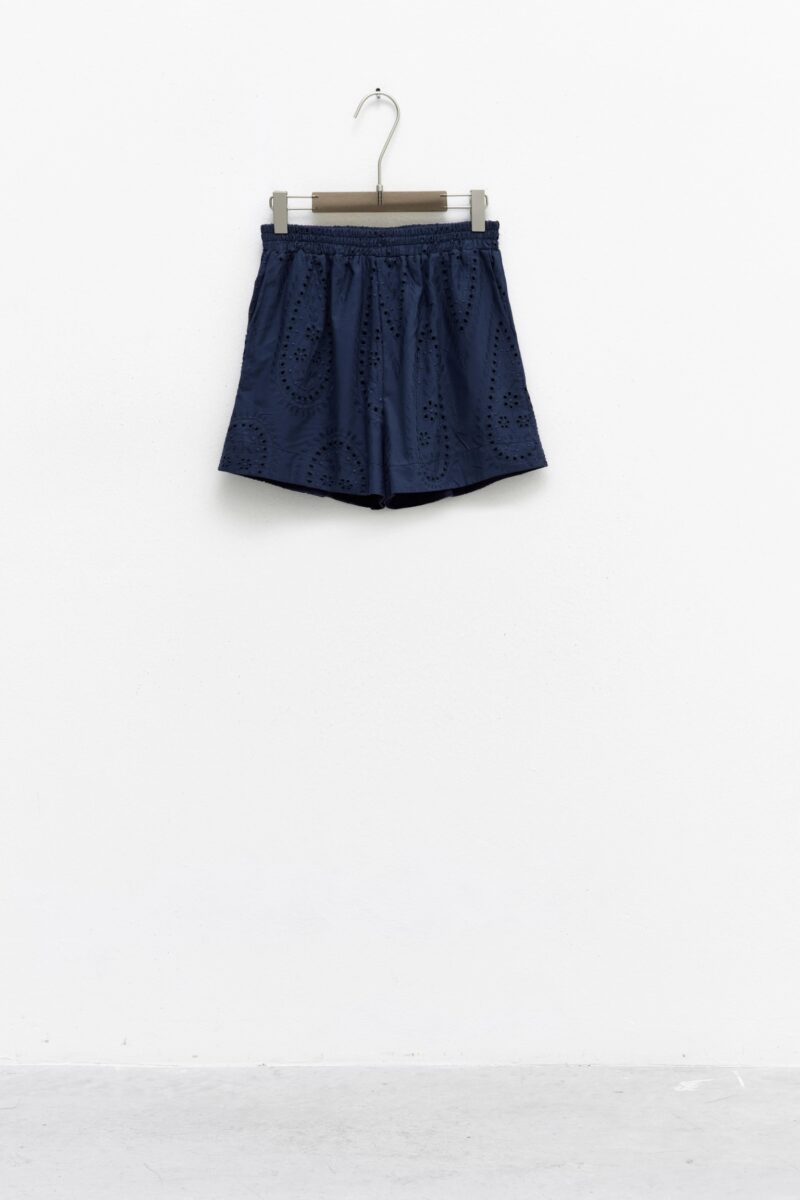 NAVY SHORTS WITH FLORAL EMBROIDERY